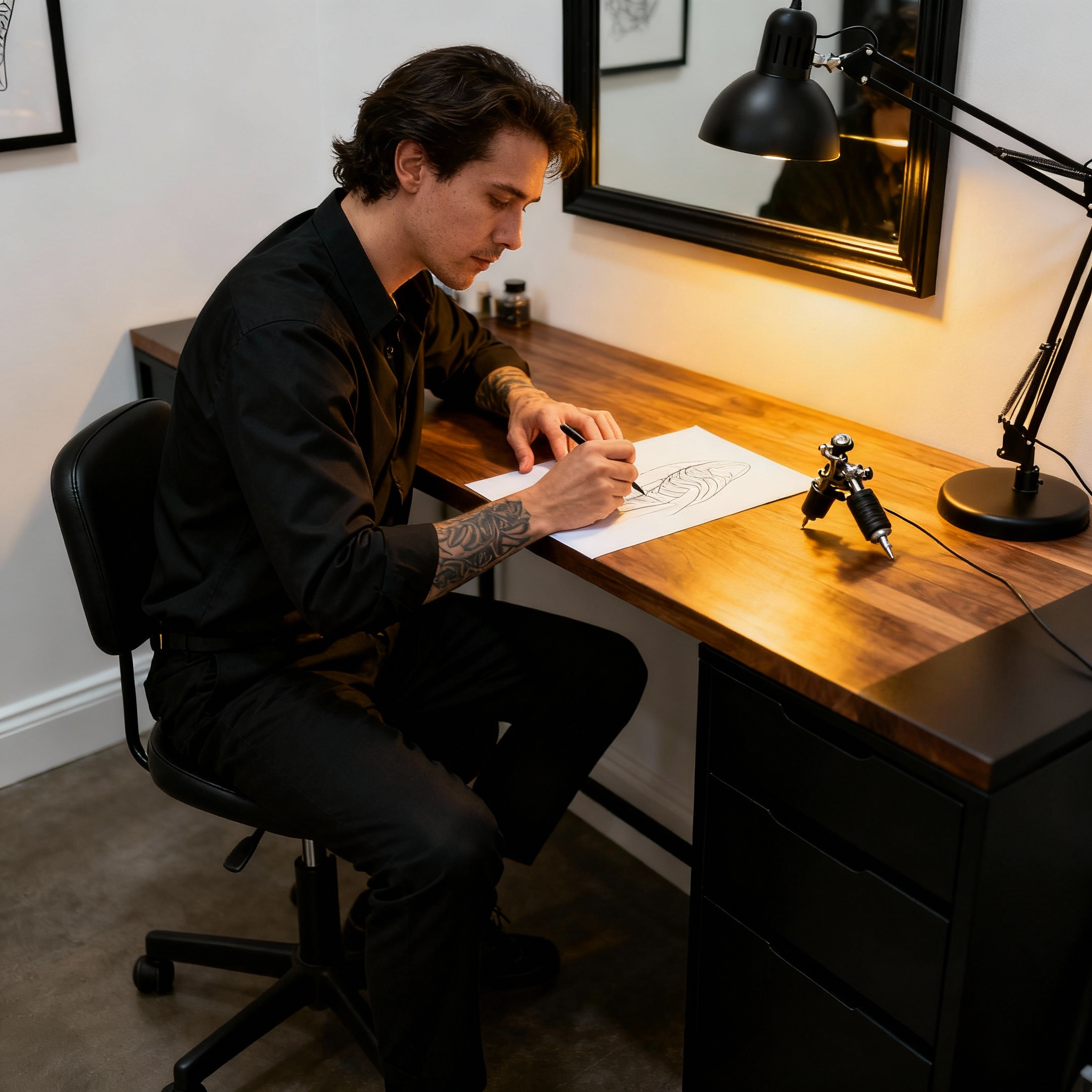 Retrato de Marcos Lira, tatuador especialista en Anime y New School